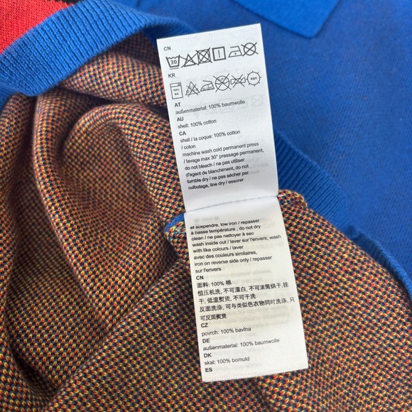 WESC Collar Blue w/Red Floral Polo 100% Cotton Oversized Men’s M Women L - Picture 11 of 11